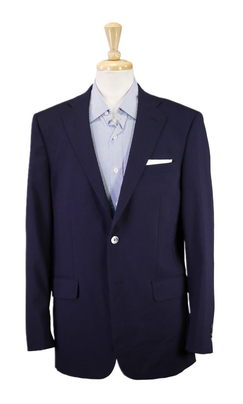 Hardwick Solid Navy Blue Mother of Pearl Buttons 2-Btn Wool Blazer Jacket 40L